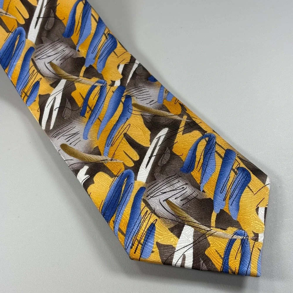 J.‎ Garcia Men's Zoot Collection Fifty-Four Abstract Silk Tie Yellow Blue